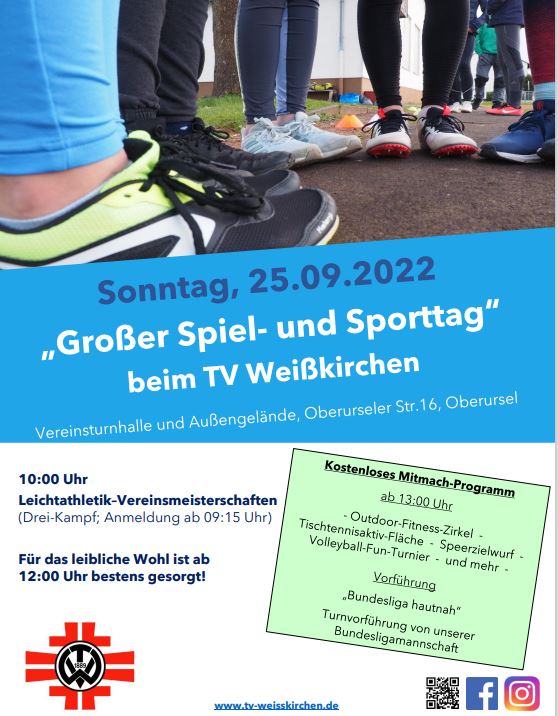 Plakat für Spiel- und Sporttag TVW 2022