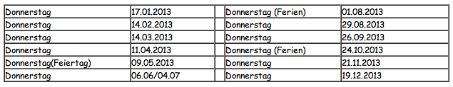 AllgemeinesTurnen Trainingsausfall